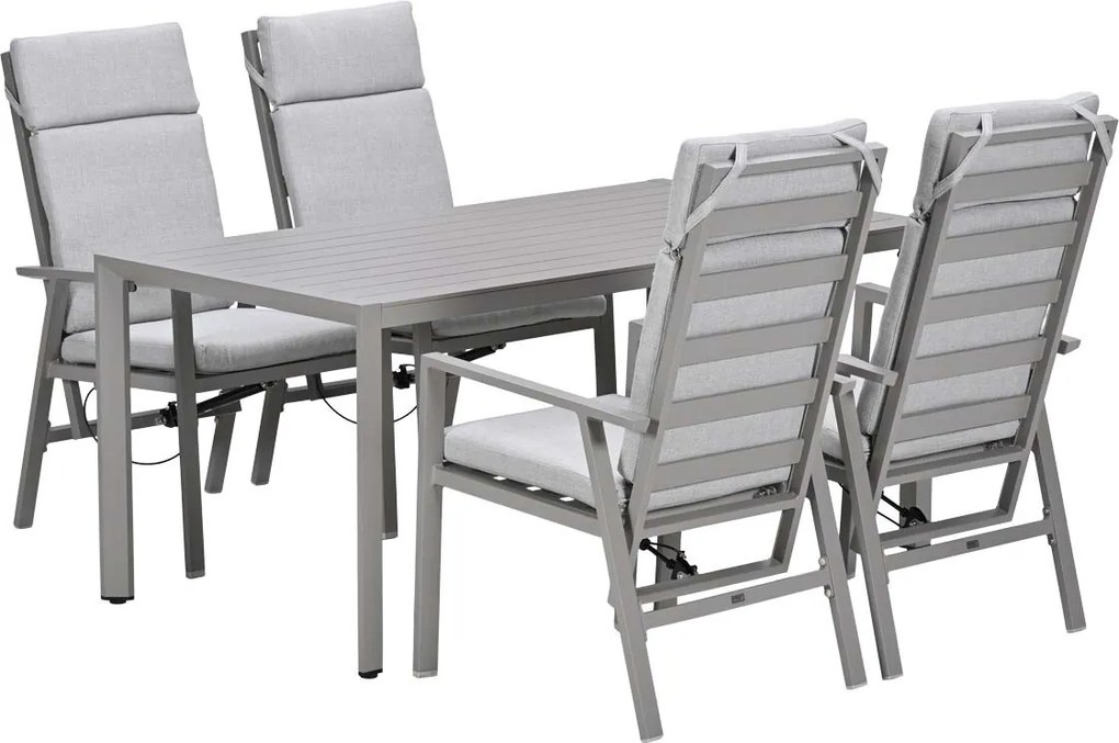 Garden Impressions Kasper tuinset 5-delig - tuintafel 160x84 cm taupe