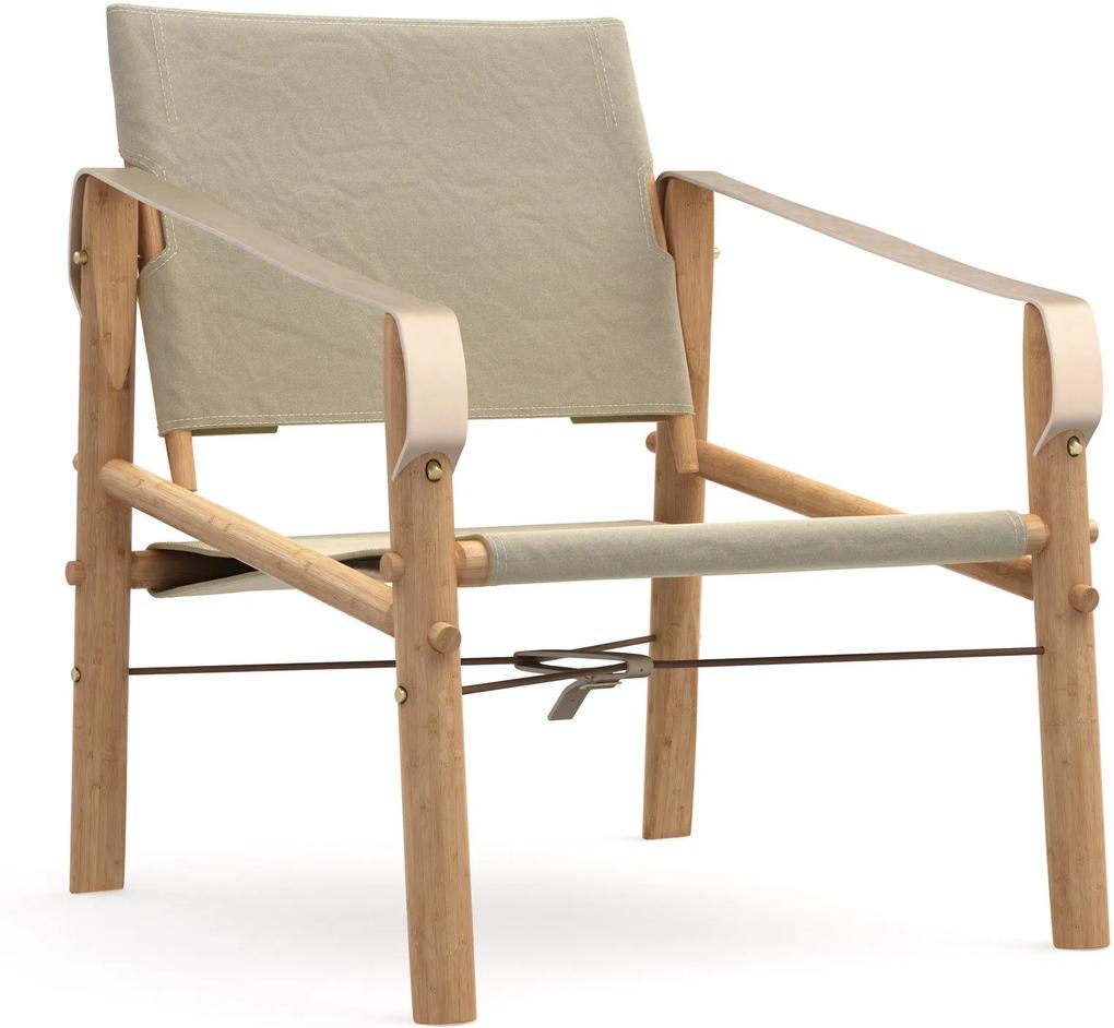 We Do Wood Nomad Chair - Bamboe stoel - Bekleding leer en canvas- Loungestoel - Stoelen - Met armleuningen - Canvas stof - Hout - Scandinavisch design