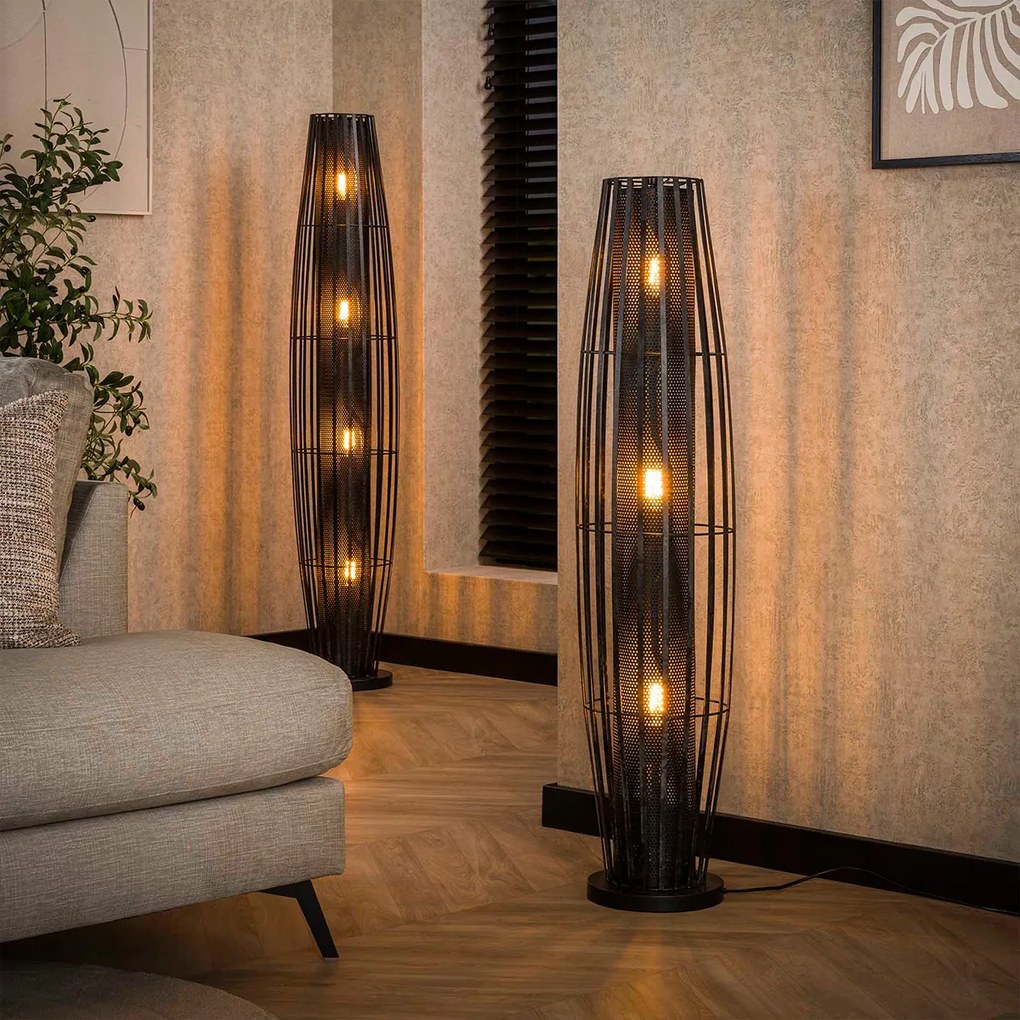 Staande Vloerlamp Zwart Metaal 150 Cm