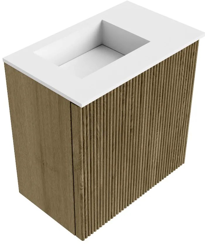 Mondiaz Joya 40cm toiletmeubel dusk met wastafel faye links 1 kraangat talc