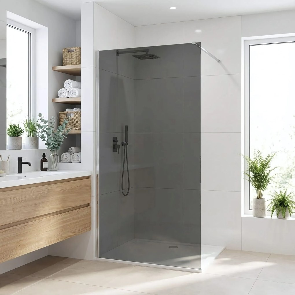 Walk-in douchewand Rea Flexi Grey / Chrome 100