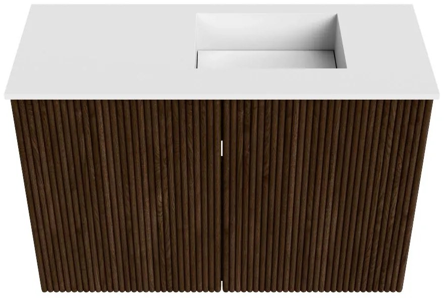 Mondiaz Joya 60cm toiletmeubel walnut met wastafel faye rechts zonder kraangat talc