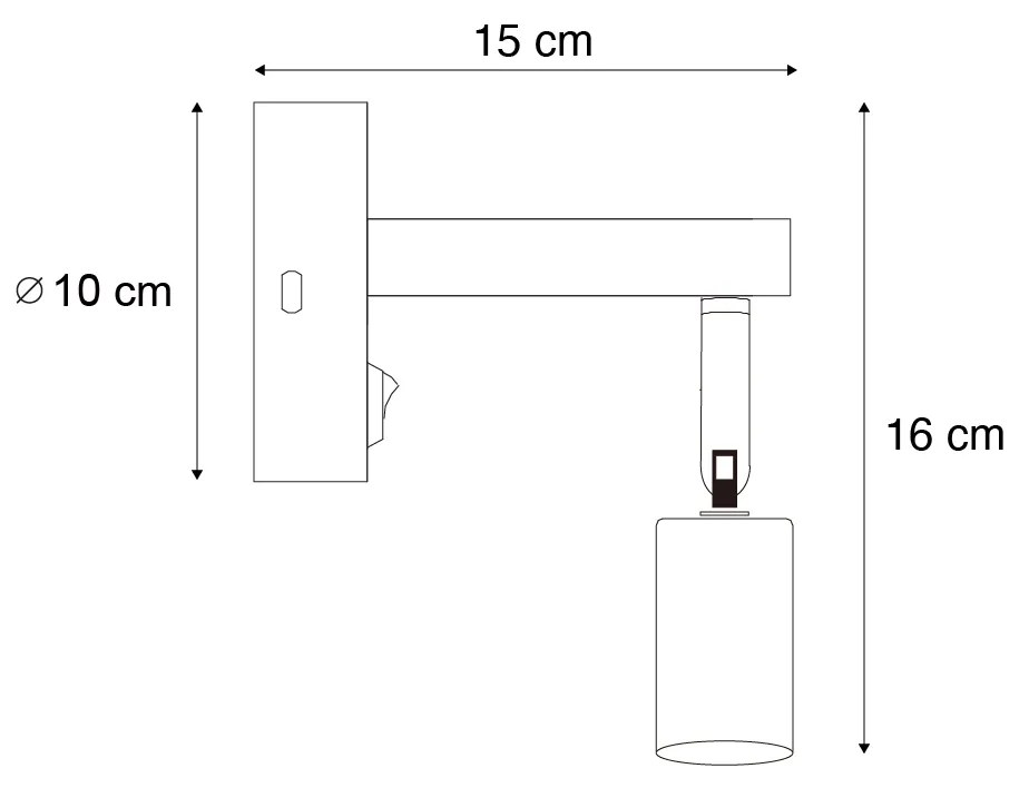 Moderne wandlamp staal met USB-C kantelbaar - Rex Modern GU10 vierkant Binnenverlichting Lamp