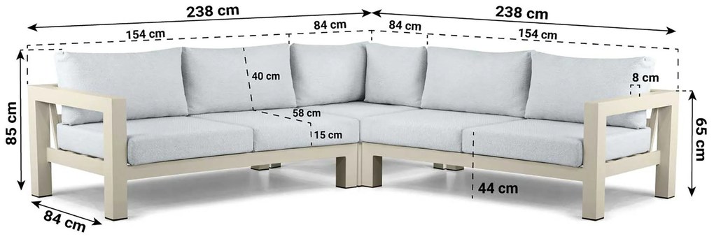 Hoek loungeset 5 personen Aluminium Taupe Lifestyle Garden Furniture Luca