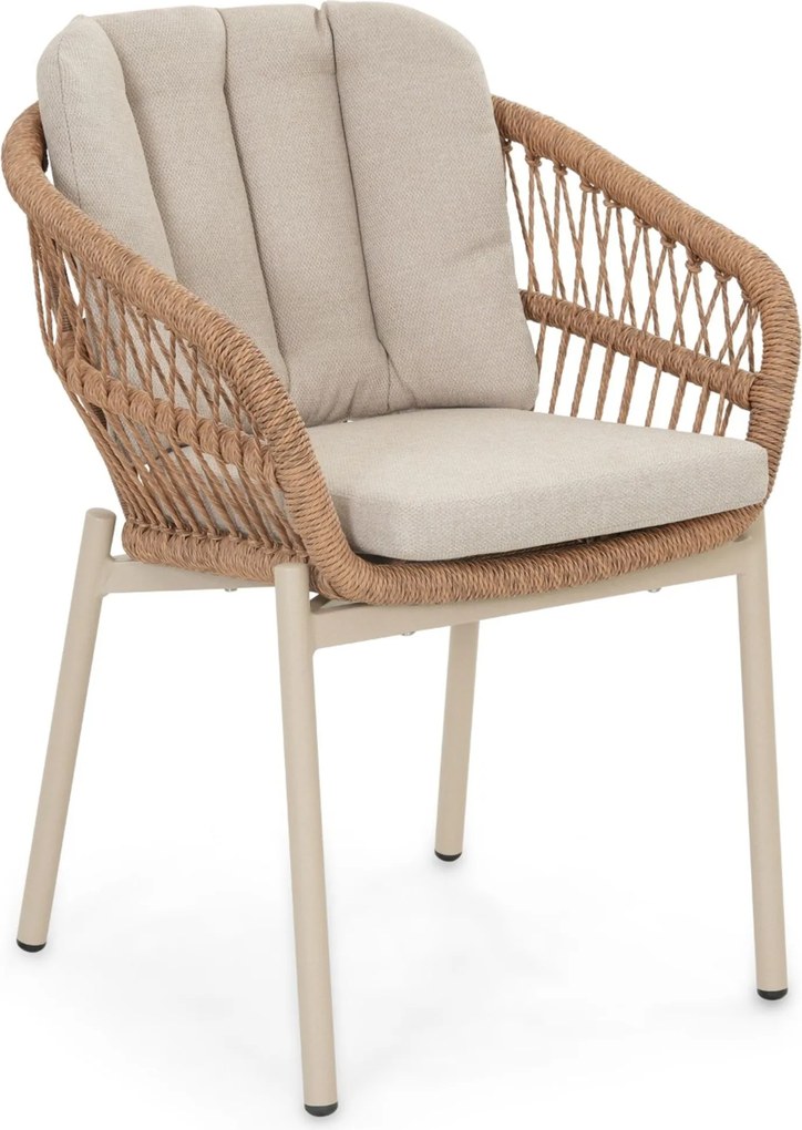 Tuinset Ronde Tuintafel 6 personen 150 cm Rope Taupe De Laan Projects