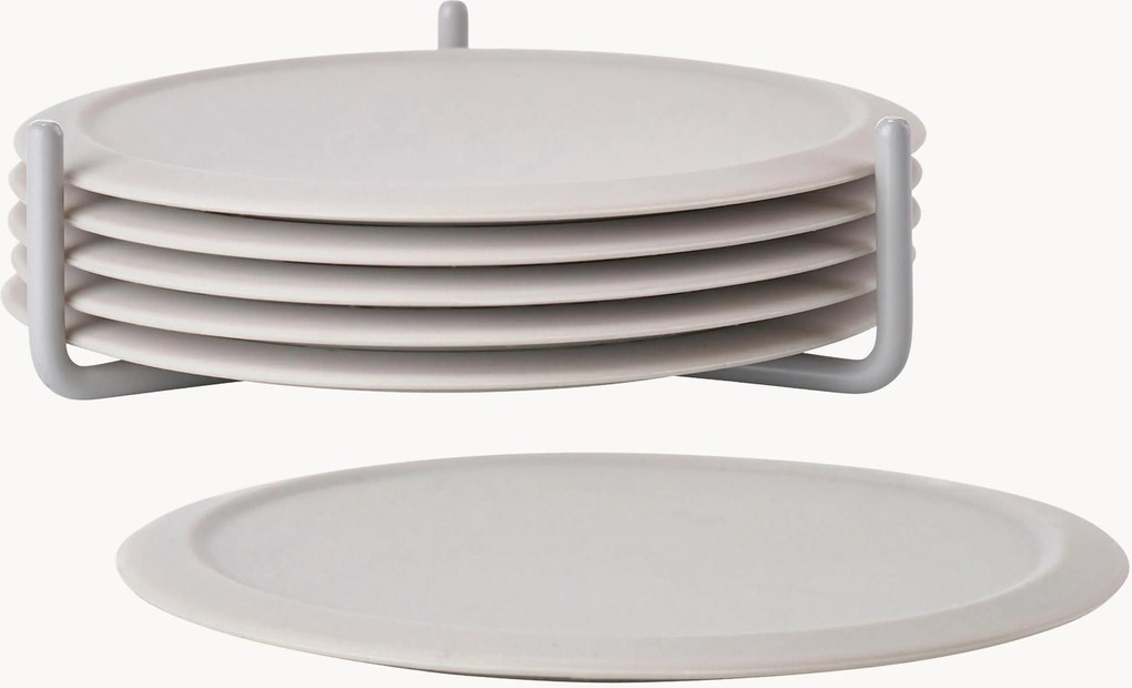 Siliconen onderzetters Plain met standaard, 6-delig
