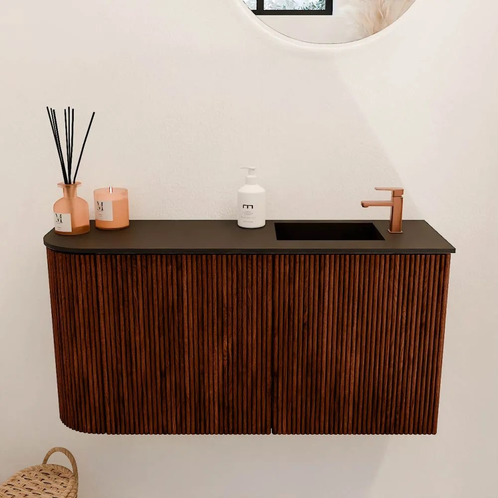 Mondiaz Joya 80cm toiletmeubel ronding links ruby met wastafel faye rechts 1 kraangat urban
