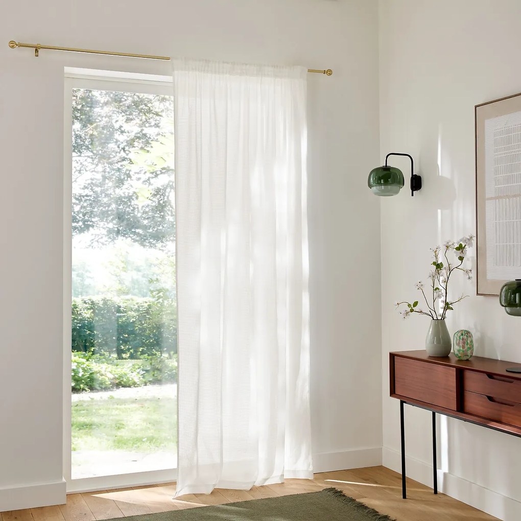 Glasgordijn met motief, katoenen plooiband, Cisali