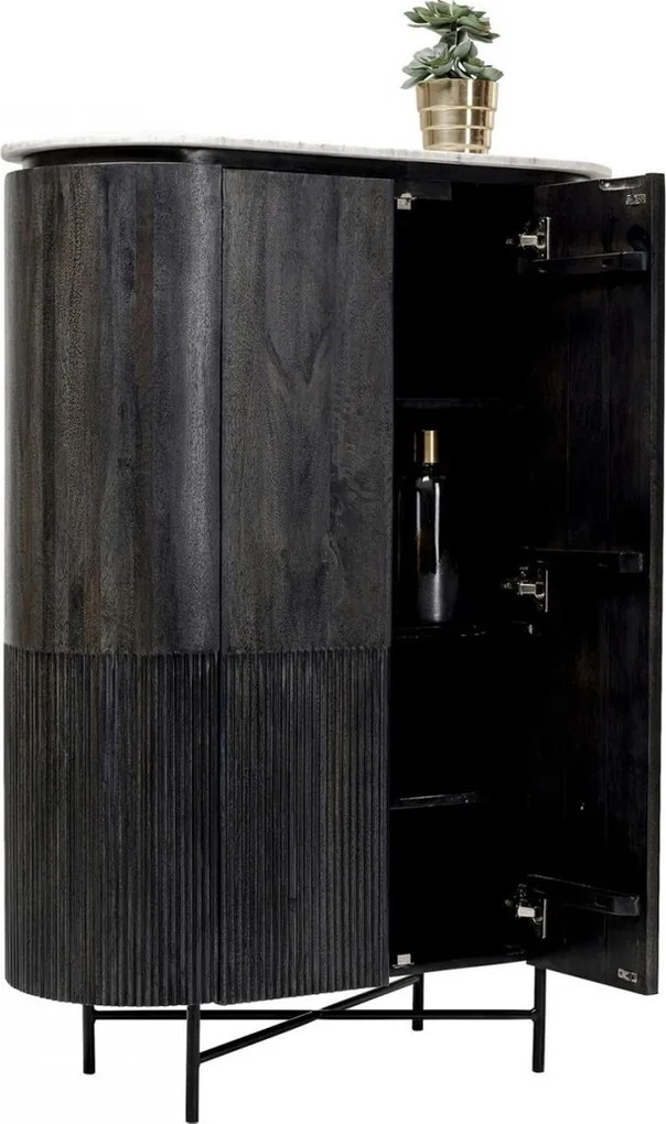 Kare Design Glenn Ovale Kast Zwart Met Wit Marmer - 100x45x138cm.