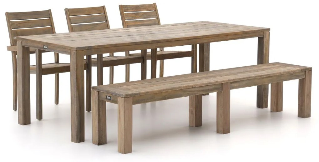 ROUGH-S 220cm dining tuinset met bank 5-delig stapelbaar
