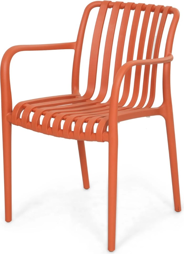 Tuinset Ronde Tuintafel 6 personen 160 cm Kunststof Oranje Domani Furniture Alba/Sand