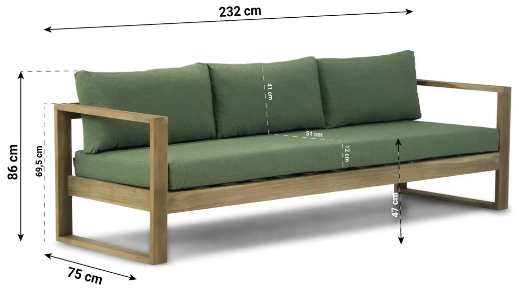 Stoel en Bank Loungeset 5 personen Teak Old teak greywash  Garden Collections Newbury