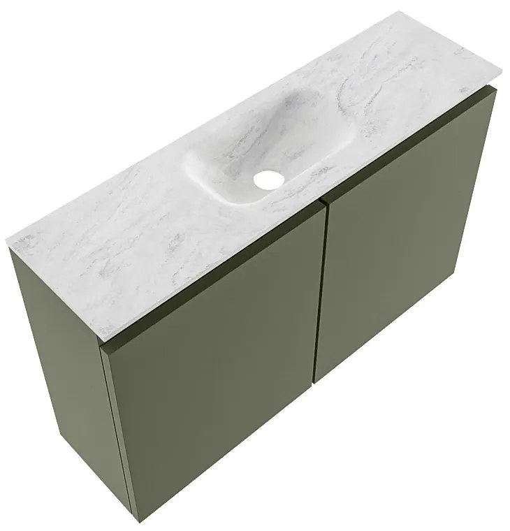 Mondiaz Ture DLux toiletmeubel 80cm army met wastafel opalo midden zonder kraangat