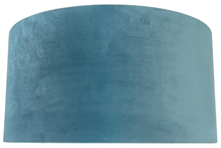 Stoffen Velours lampenkap blauw 50/50/25 met gouden binnenkant cilinder / rond