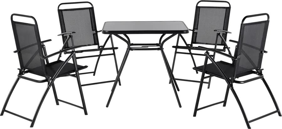 Tuintafel - 4 stoelen - tuinset - terrasset - zwart - LIVO