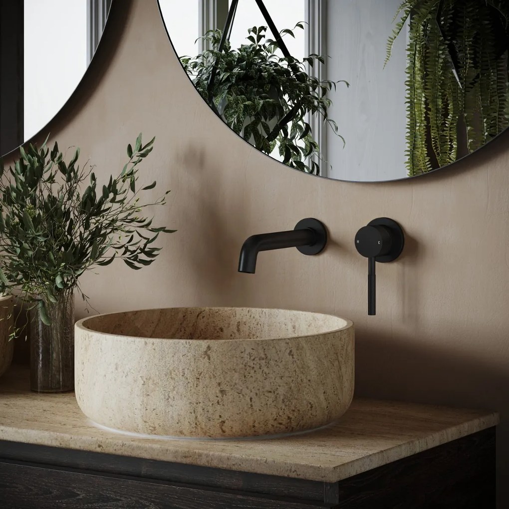 Saniclear Nero Curved inbouw wastafelkraan zwart mat