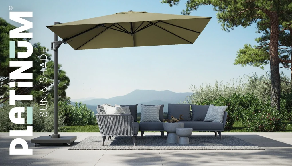 Platinum Challenger zweefparasol 3x3m T2 premium (excl.voet) lush green