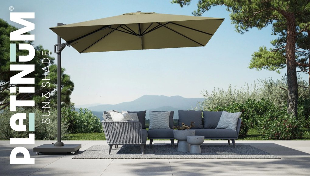 Platinum Challenger zweefparasol 3x3m T2 premium (incl. voet + hoes) lush green