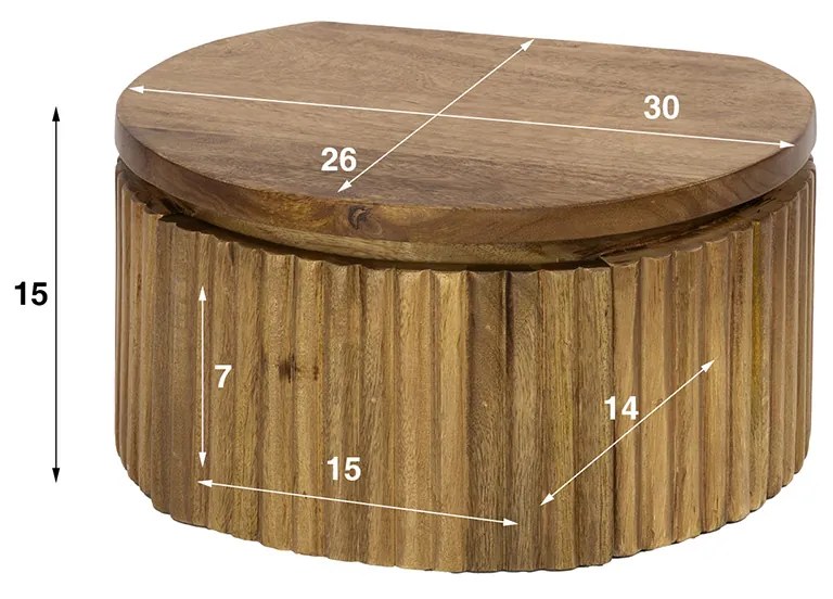 Zwevend Nachtkastje Rond Hout - 30x26x15cm.