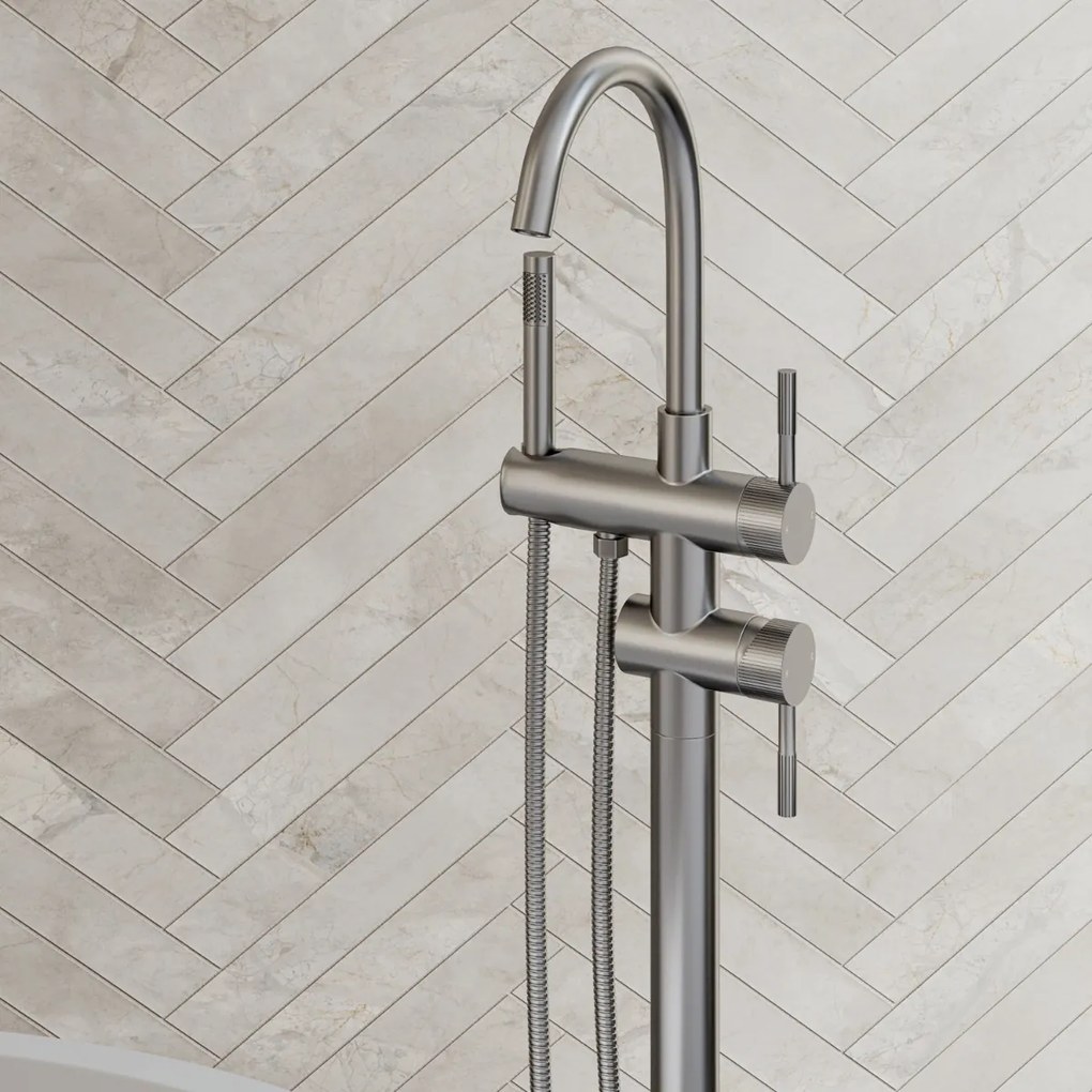 Saniclear Exclusive Stripes vrijstaande badkraan RVS