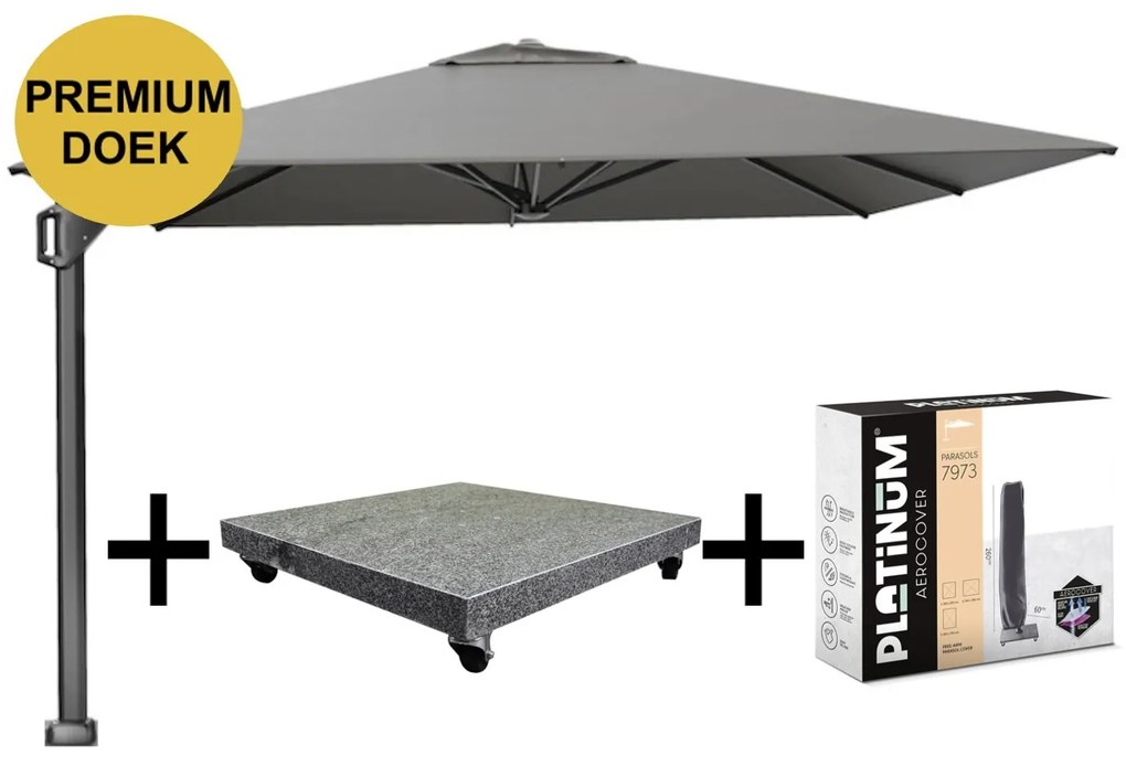 Beaufort premium zweefparasol 320x320 cm Manhattan met parasolvoet 120kg en hoes