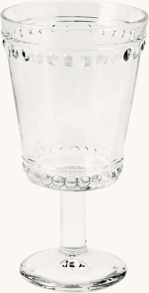 Glazen wijnglazen Collier, met parelrand, 6-delig