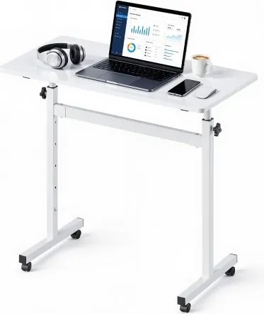 VEVOR in hoogte verstelbaar bureau 700-1115 mm, draagvermogen 25 kg, computerbureau met tafelblad van 810 x 410 mm, kantoorbureau met vergrendelbare wielen en haken, zit-sta bureau voor thuiswerkplek/studie