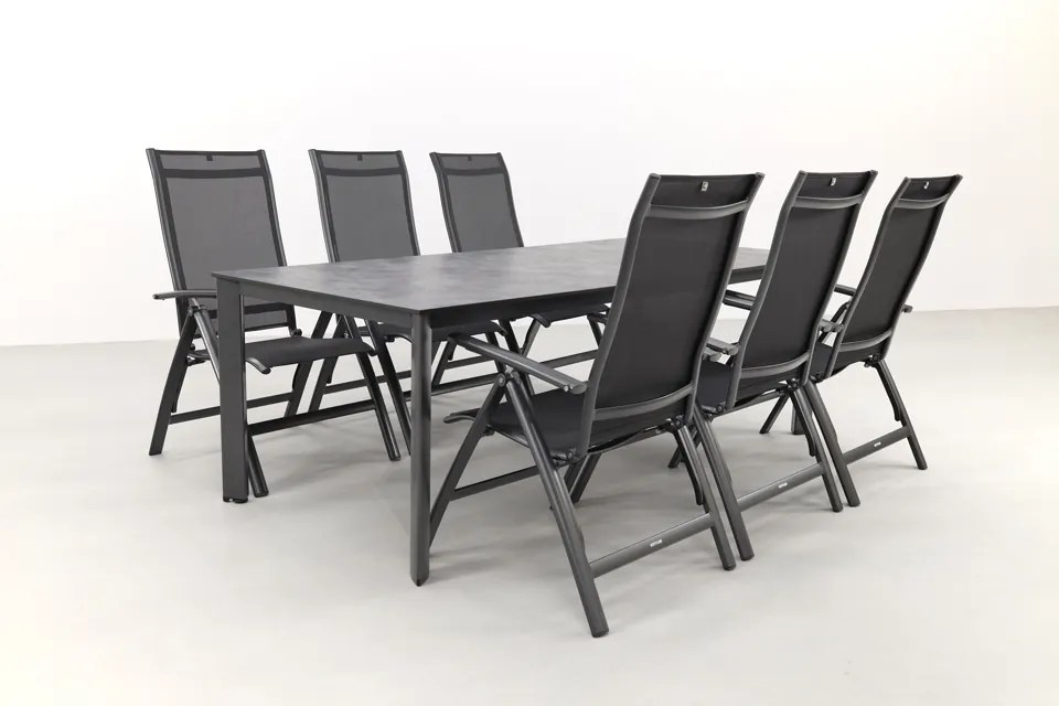 Kettler Legato/Edge verstelbare aluminium tuinset voor 6 personen 220x95 cm. - Antraciet