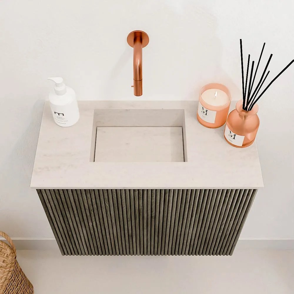 Mondiaz Joya DLux 50cm toiletmeubel shadow met wastafel faye links zonder kraangat meli