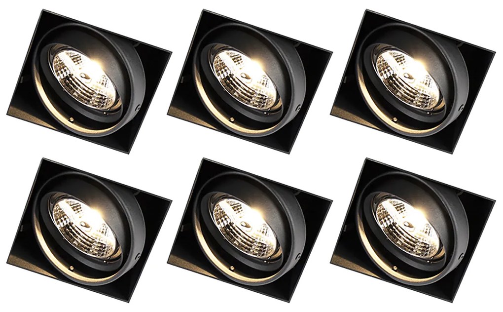 Set van 6 inbouwspots zwart GU10 AR70 trimless - Oneon