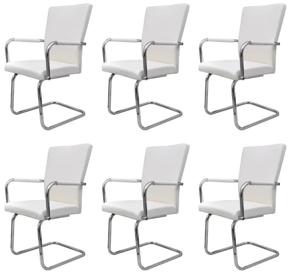 vidaXL Eetkamerstoelen 6 st kunstleer wit
