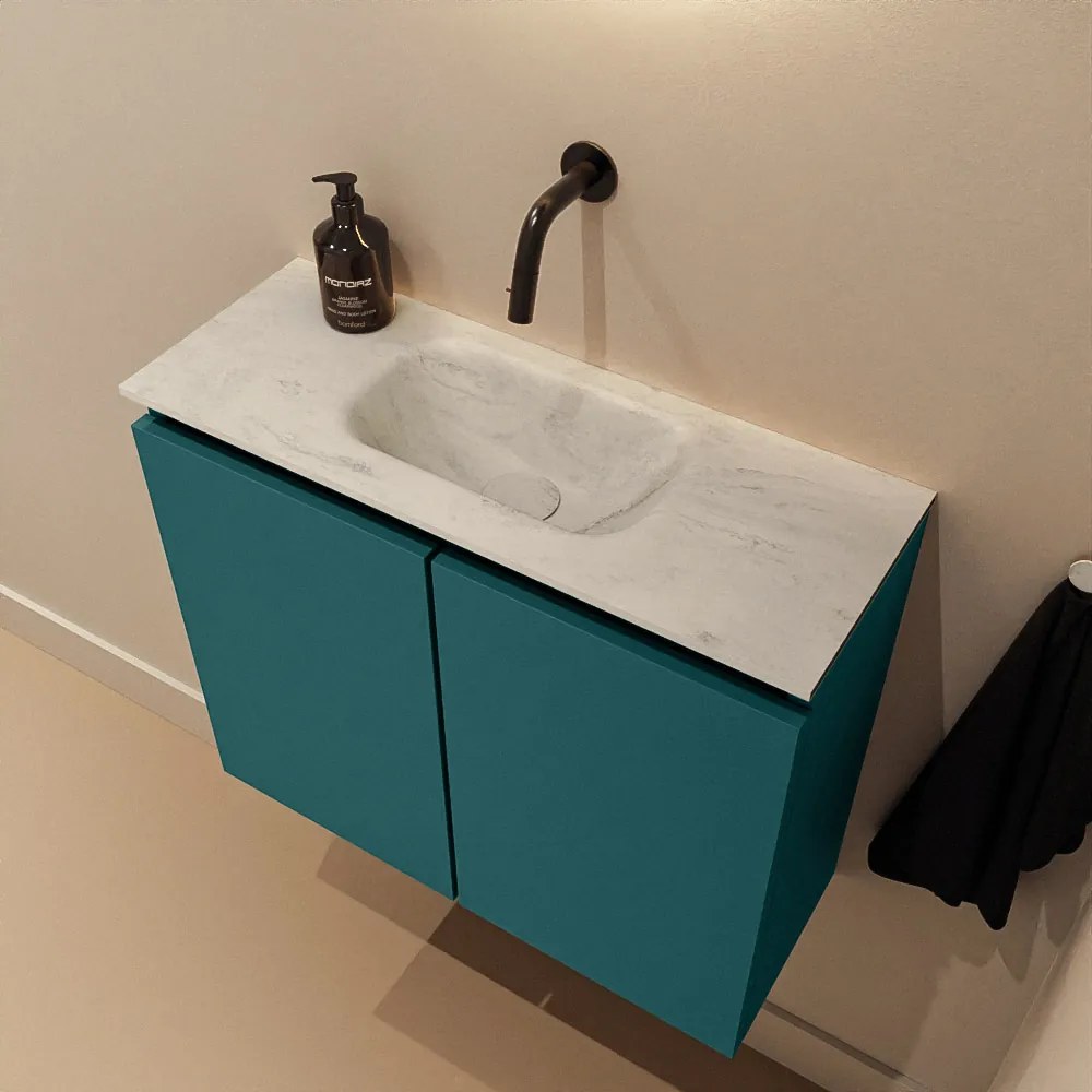 Mondiaz Ture DLux toiletmeubel 60cm smag met wastafel opalo midden zonder kraangat