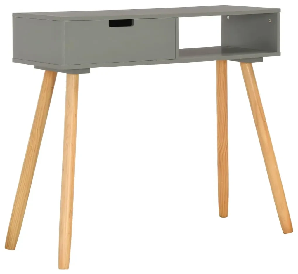 vidaXL Wandtafel 80x30x72 cm massief grenenhout grijs