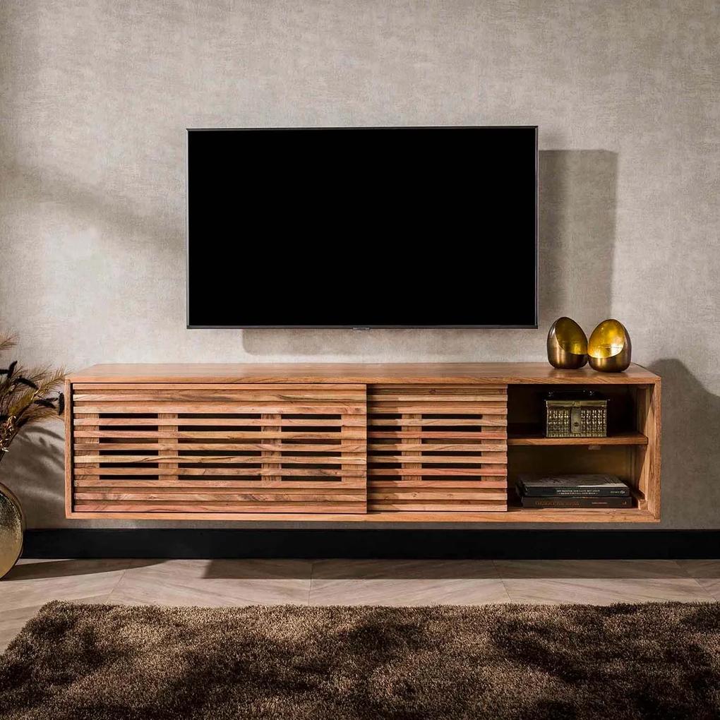Zwevend Tv-meubel Met Schuifdeuren Hout - 150x40x53cm.