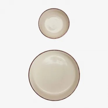 Set Van 2 Kommen Van Ronilena Steengoed Tapioca Beige - Bruin - Sklum