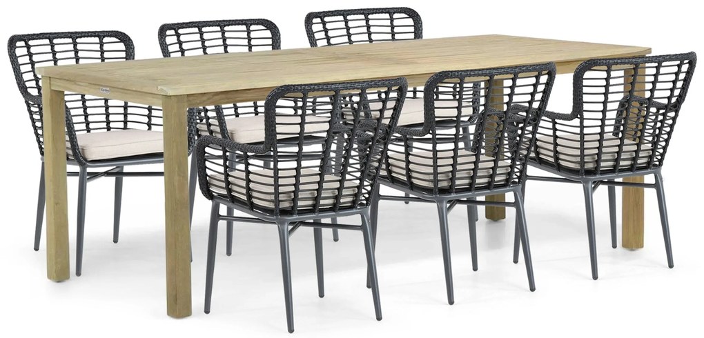 Tuinset 6 personen 210 cm Aluminium/Wicker Zwart De Laan Projects