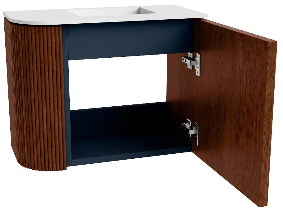 Mondiaz Joya 50cm toiletmeubel ronding links ruby met wastafel faye rechts 1 kraangat talc