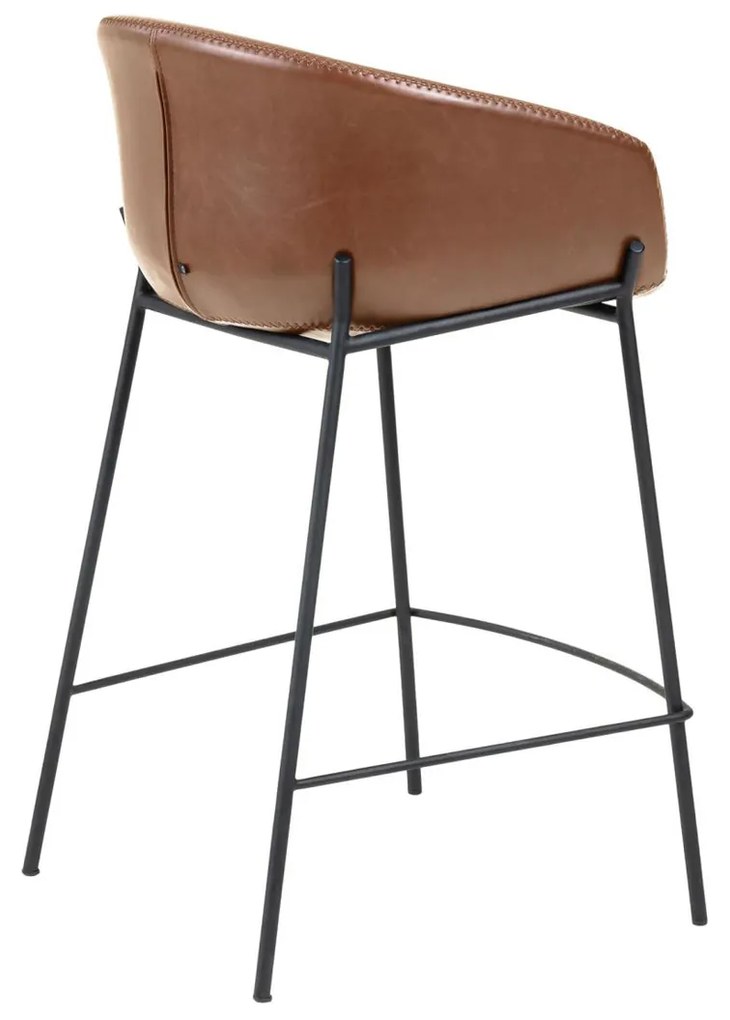Kave Home Yvette Moderne Barkruk Bruin Leer - Laag