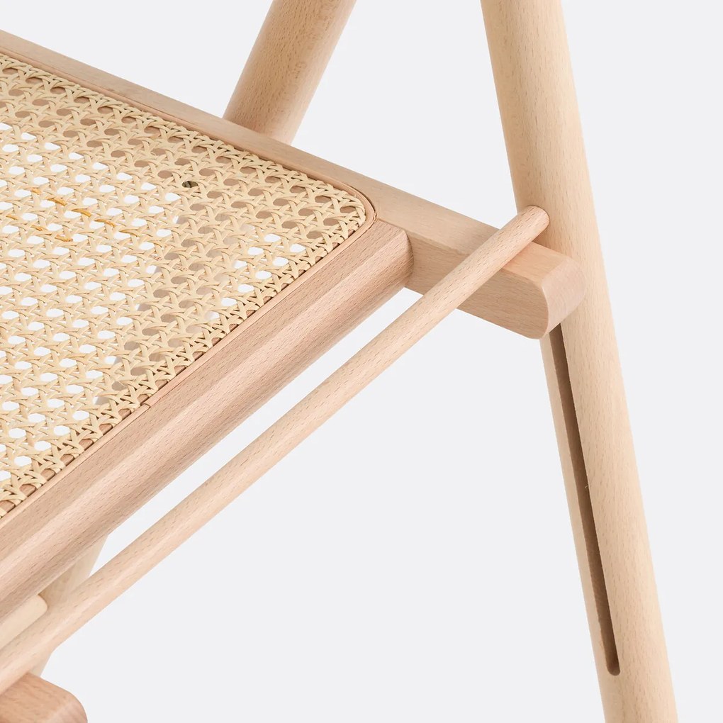 Set van 2 plooibare stoelen in beukenhout en rotan, Mauryn
