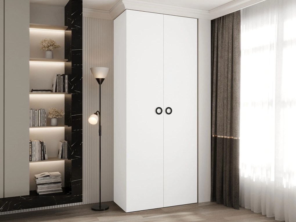 Kledingkast Hartford 540, Zwart, Wit, 246x100x42cm, 88.6 kg, Kledingkast deuren: Met scharnieren