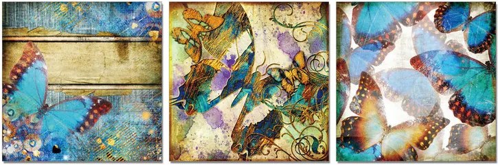 Modern Design - Colorful Butterflies Schilderij, (120 x 40 cm)