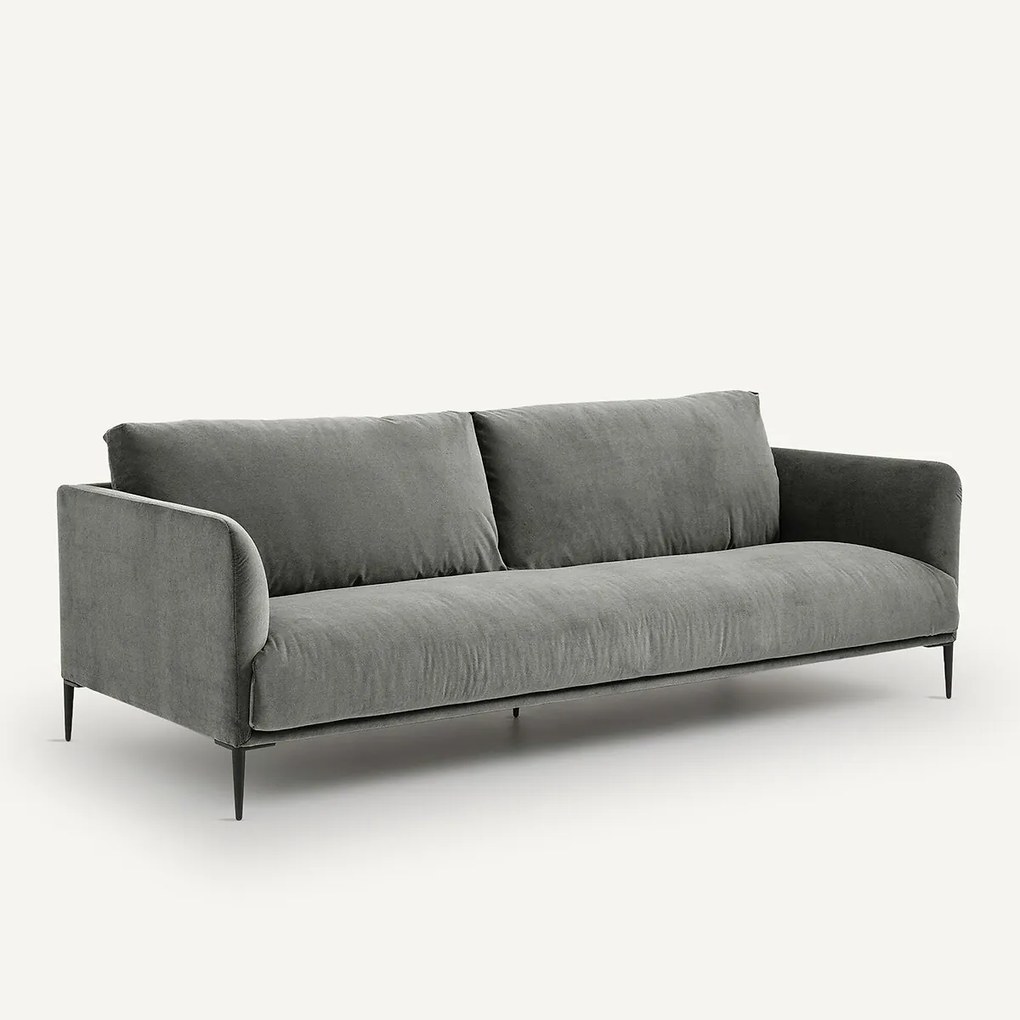 Zitbank in stonewashed fluweel, Oscar, ontwerp E. Gallina