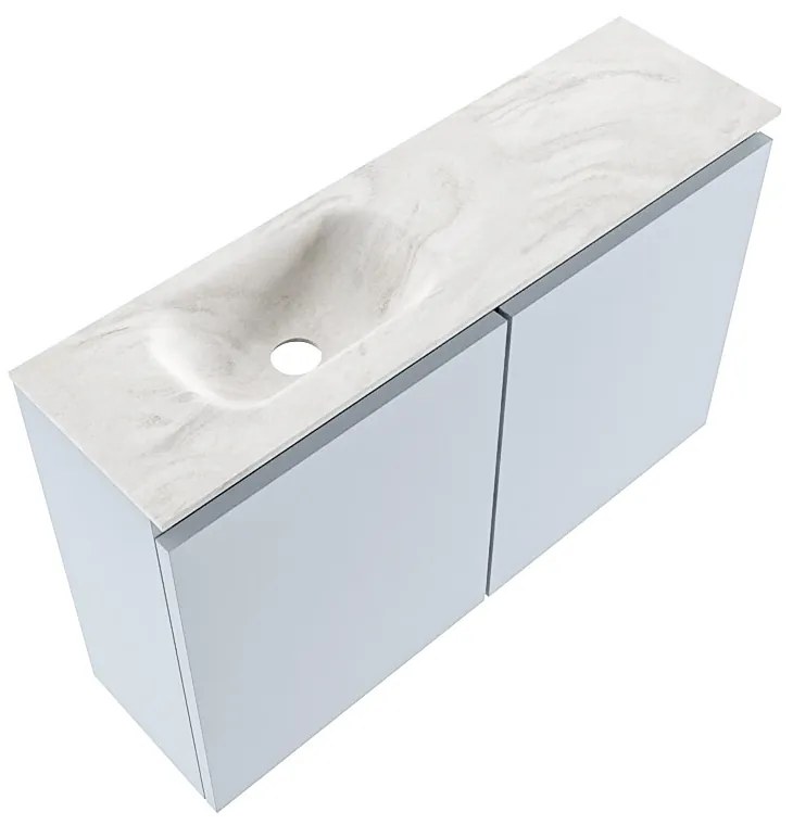 Mondiaz Ture DLux toiletmeubel 80cm clay met wastafel ostra links met kraangat