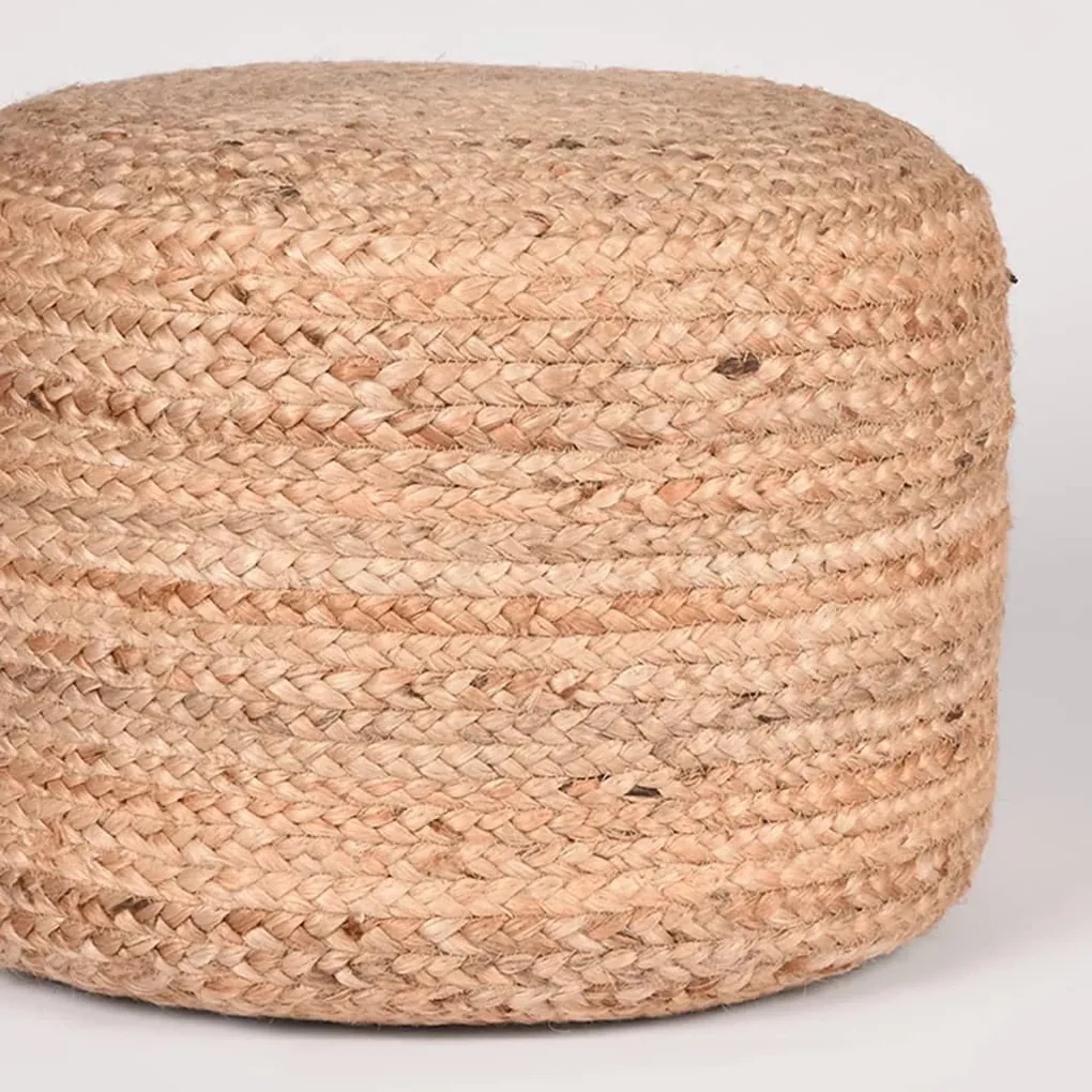 LABEL51 Poef gevlochten jute naturel