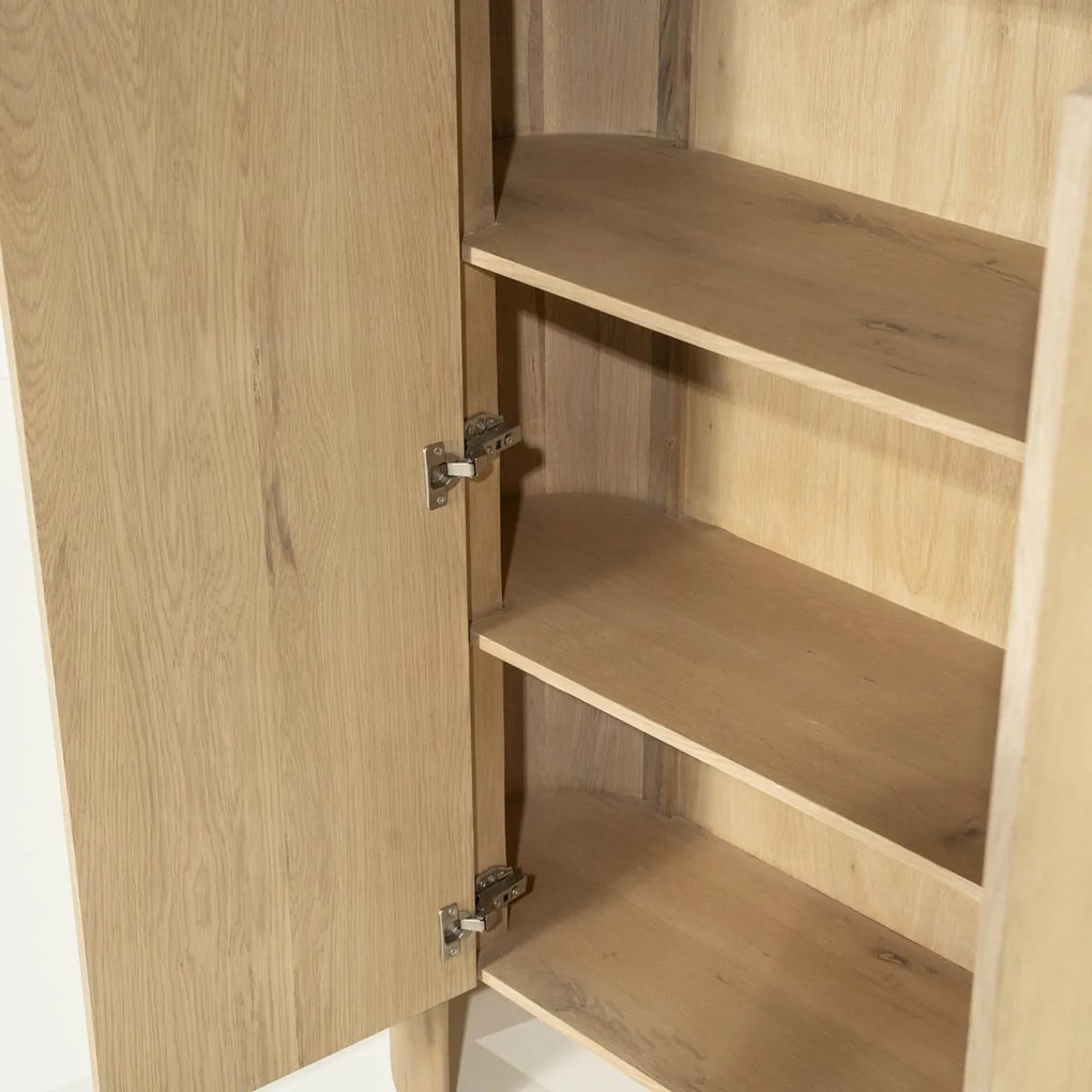 Wandkast Eiken Met Wit Marmer - 120x40x140cm.