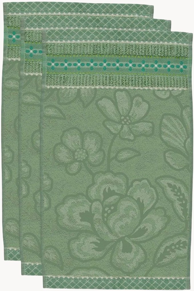 Katoenen terry gastendoekjes Jasmin Jacquard, 3-delig