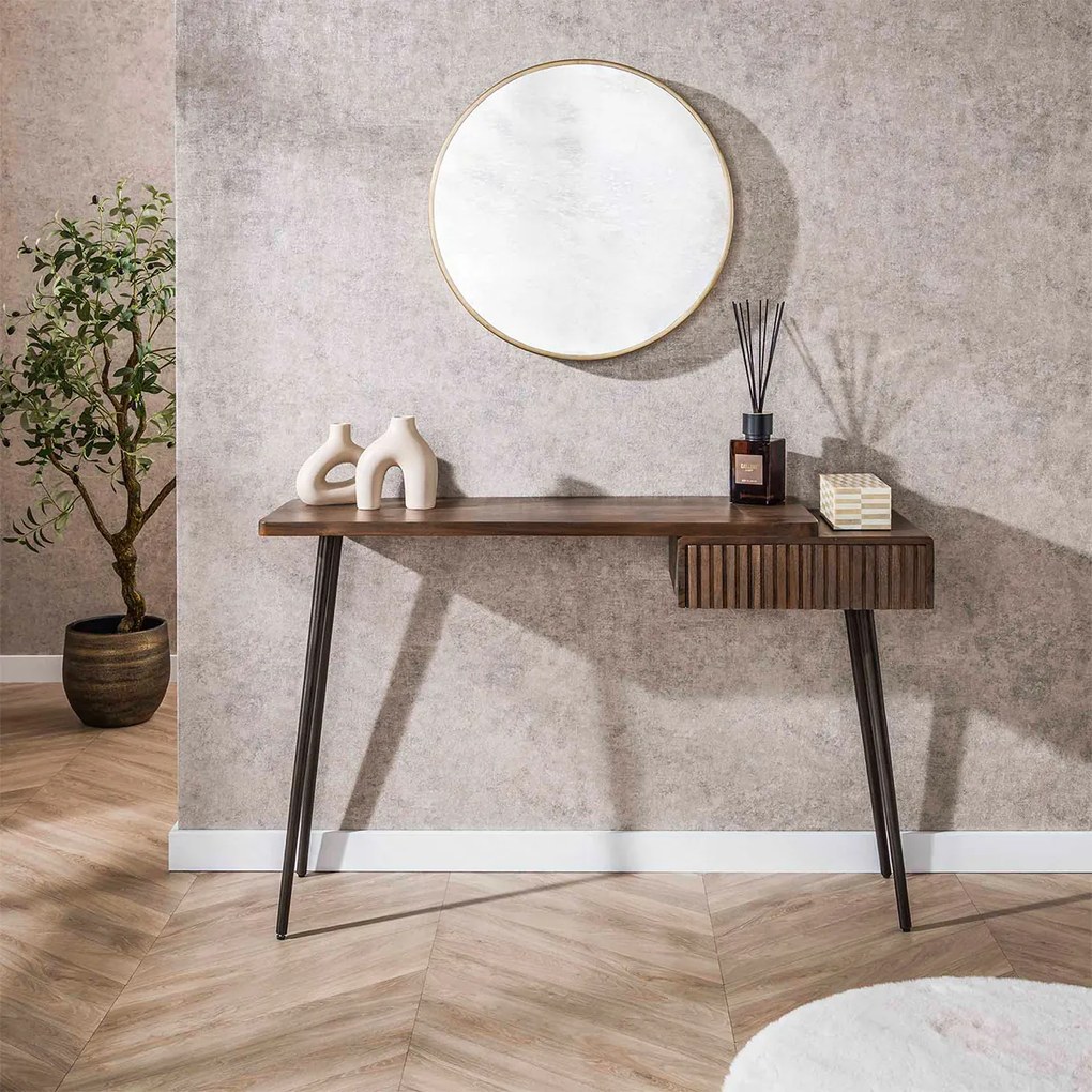 Kaptafel Met Een Lade En Metaal Frame - 120 X 35cm.