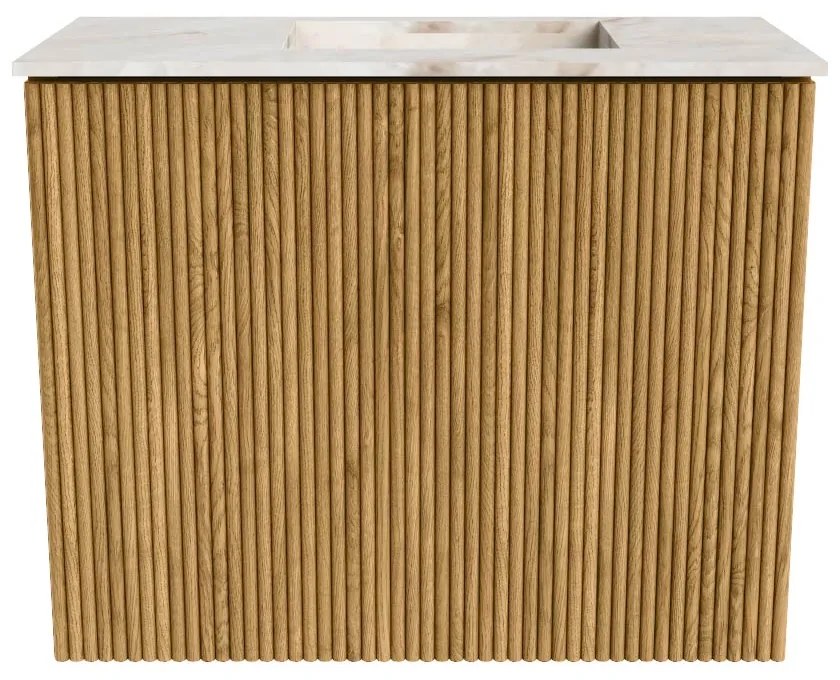 Mondiaz Joya DLux 50cm toiletmeubel oak met wastafel faye rechts 1 kraangat frappe