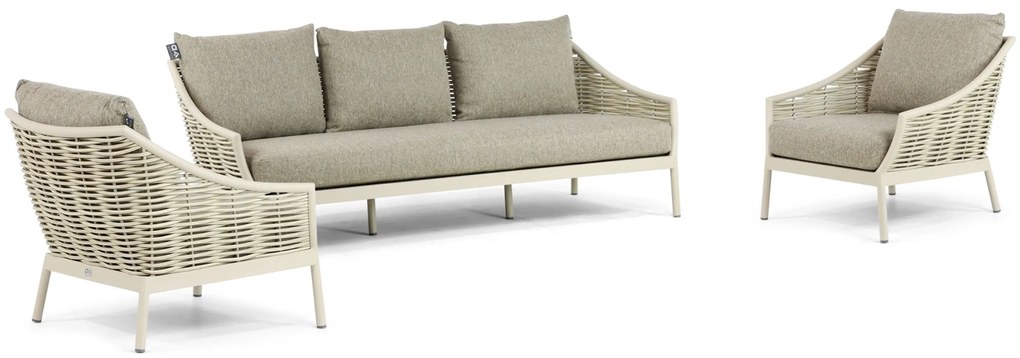 Stoel en Bank Loungeset 5 personen Aluminium/Wicker Taupe Apple Bee Milou