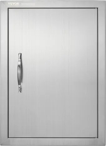 VEVOR Grilltoegangsdeur, 407 x 559 x 46 mm, enkele deur voor buitenkeuken, vlak gemonteerde deur van roestvrij staal, verticale wanddeur met handgreep, voor grill-eiland, grillstation, buitenkast, enz.